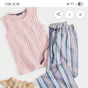 Nautica Light Pink Cable Knit Sleeveless Sweater Tank